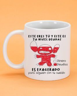 Taza Stitch Nivel de Deudas – Humor Divertido