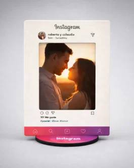 Placa Instagram Personalizada en Madera (14 cm) – Edición Parejas & Mascotas (Dogstagram/Catstagram)