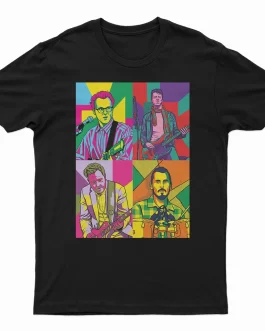 Polera Travis (Banda) "Pop Art Portraits" Negra | Diseño Exclusivo Pixel | 100% Algodón
