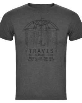 Polera Travis - "Rain Protection Unit" (Diseño Vintage) | Gris Melange