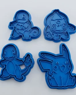 Set 4 Cortadores Pokémon Premium: Pack Inicial Kanto (2 Piezas por Figura)
